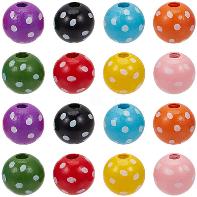 120Pcs 8 Colors Dyed Natural Wooden Beads WOOD-PA0001-46-1