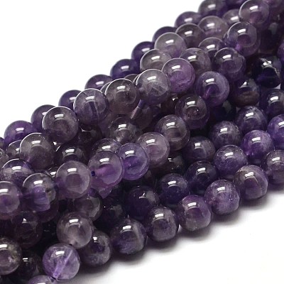Natural Amethyst Round Bead Strands G-I168-09-8mm-1