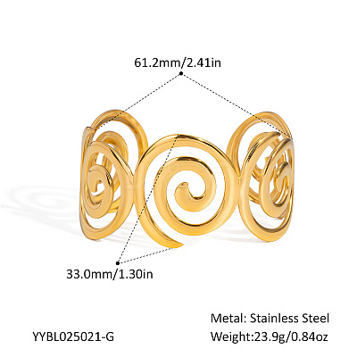 304 Stainless Steel Spiral Open Cuff Bangles for Women EA0743-1-1