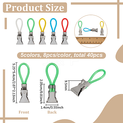 40Pcs 5 Colors Stainless Steel Towel Clips AJEW-FG0005-54-1