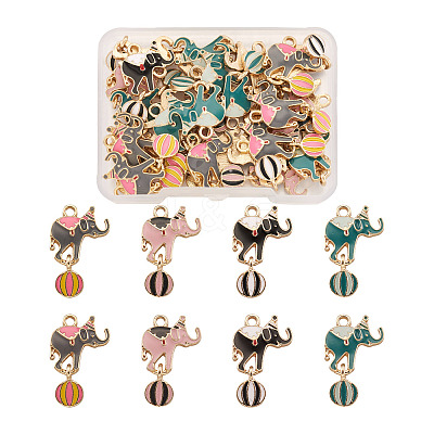 32Pcs 4 Colors Zinc Alloy Enamel Pendants ENAM-TA0001-25-1