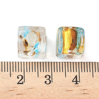 Silver Foil Glass Beads FOIL-D074-01E-1