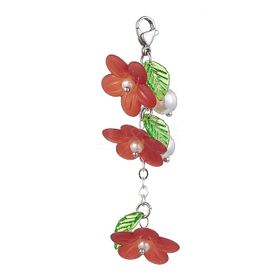 Transparent Acrylic Flower Pendant Decorations HJEW-JM01778-1
