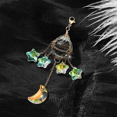 Stainless Steel Cable Chains Pouch Teardrop Pendant Decorations HJEW-JM01577-1