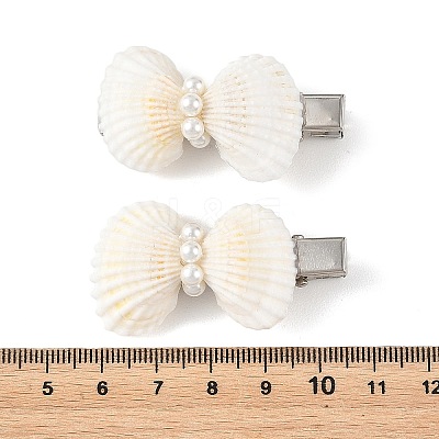Natural White Shell & Shell Pearl & Iron Alligator Hair Clips PHAR-TA000004-1