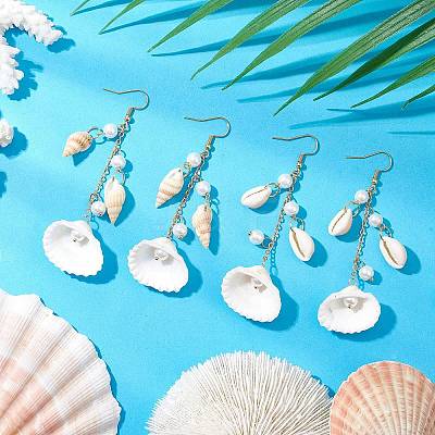 304 Stainless Steel Shell Shape Dangle Earrings EJEW-JE06382-1