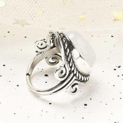 Natural Quartz Crystal Adjustable Rings RJEW-I108-01AS-09-1