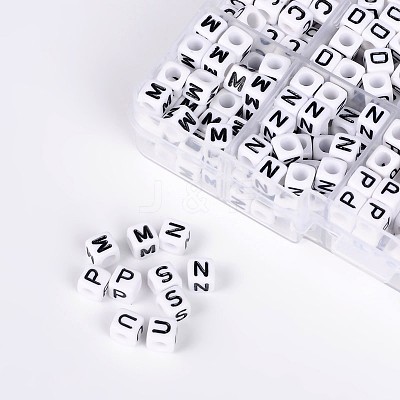 1 Box Acrylic Horizontal Hole Letter Beads SACR-X0011-B-1