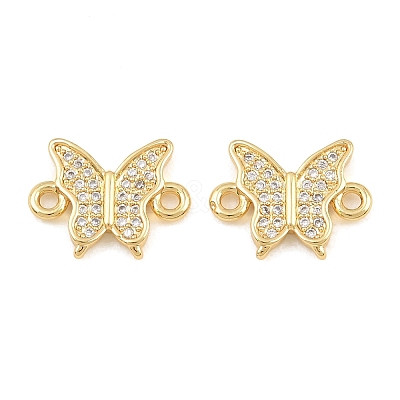 Brass Micro Pave Clear Cubic Zirconia Connector Charms CU-CBA908F-04G-03-1