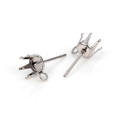 Non-Tarnish 304 Stainless Steel Post Stud Earring Settings STAS-I150-05C-P-1