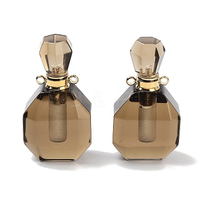 Natural Smoky Quartz Perfume Bottle Pendants G-Q163-10G-09-1