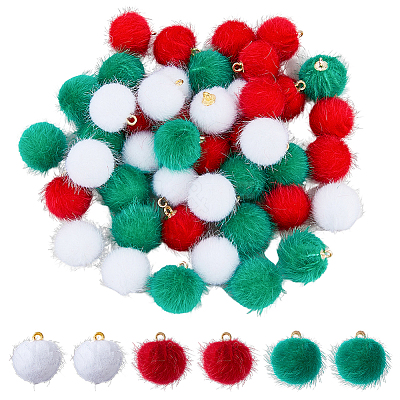 60Pcs 3 Colors Faux Mink Fur Covered Pendants DIY-FH0005-67-1