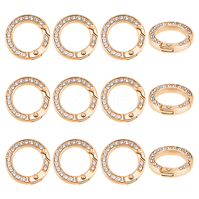 12pcs Alloy Spring Gate Ring with Rhinestone FIND-UN0003-37KCG-1