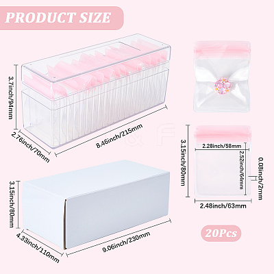 Rectangle Transparent ABS Plastic Jewelry Storage Boxes with Lid and PVC Bags CON-WH20001-17B-1