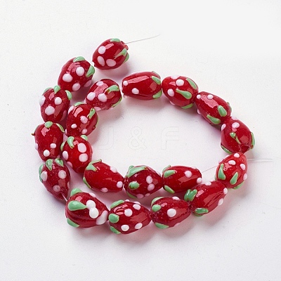 Handmade Lampwork 3D Strawberry Beads X-LAMP-R109A-15-1