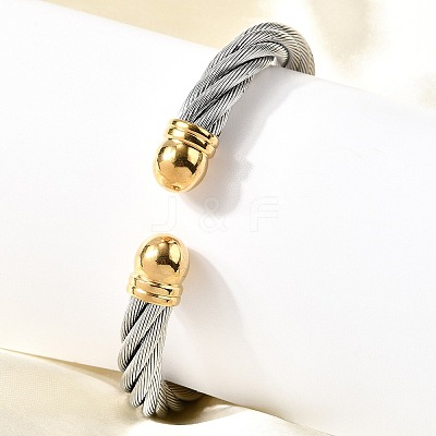 304 Stainless Steel Cuff Bangles BJEW-P310-26B-GP-1