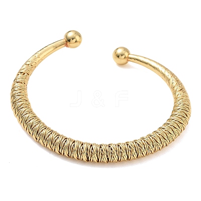 Brass Coiled Wire Cuff Bangles for Women BJEW-C157-02G-1