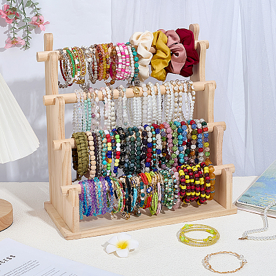 4-Tier Wood Bracelet Organizer Display Stands BDIS-WH0010-16C-1
