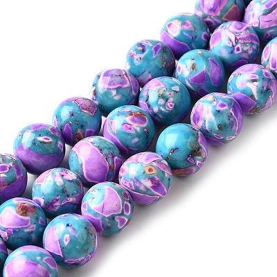 Dyed Natural Magnesite Beads Strands G-L617-D01-8mm-04-1