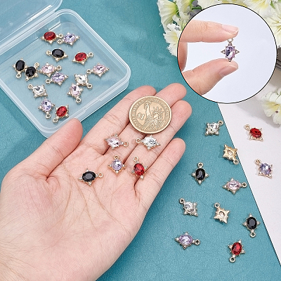 30Pcs 5 Colors Alloy Glass Charms GLAA-CA0001-22-1