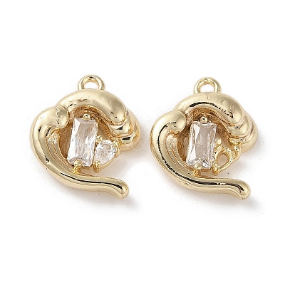Brass Micro Pave Clear Cubic Zirconia Charms KK-G491-30G-1