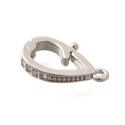 Rack Plating Brass Micro Pave Cubic Zirconia Fold Over Clasps KK-H508-01P-1