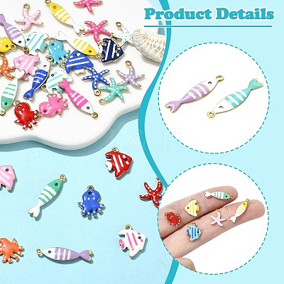 40Pcs 4 Styles 304 Stainless Steel Enamel Charms STAS-CJ0003-27-1