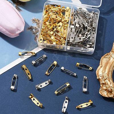 100Pcs 2 Colors Iron Brooch Findings IFIN-FS0001-36-1