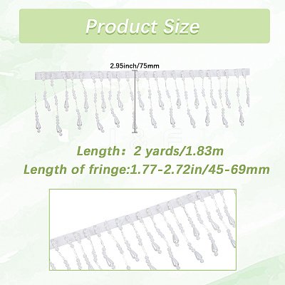 2Yards Polyester with Plastic Imitation Pearl Beads Tassel Ribbons OCOR-GF0004-99A-1