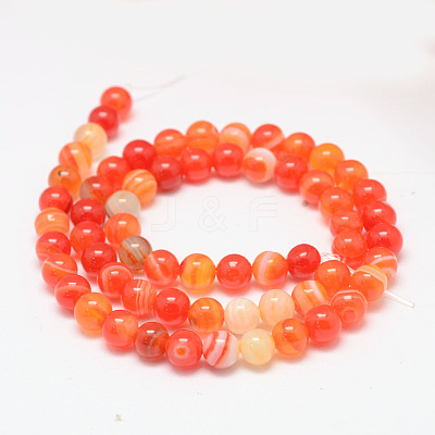 Natural Striped Agate/Banded Agate Bead Strands X-G-K155-A-6mm-05-1