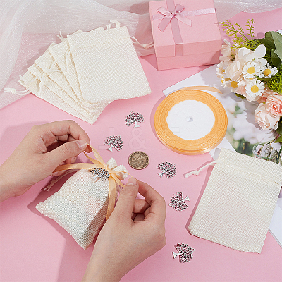 30Pcs Polyester Imitation Burlap Packing Pouches Drawstring Bags ABAG-PH0001-58-1