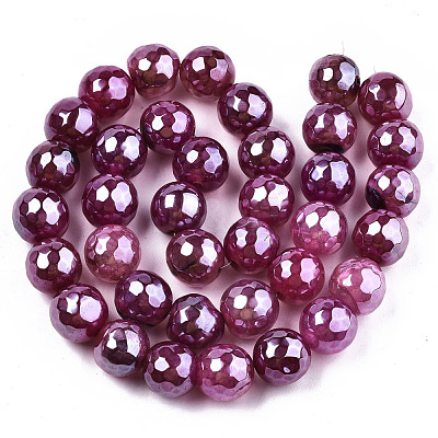 Electroplate Natural Agate Beads Strands G-T131-55-09-1