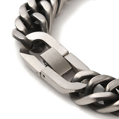 304 Stainless Steel Cuban Link Chain Bracelets for Women Men BJEW-Q341-15A-AS-1