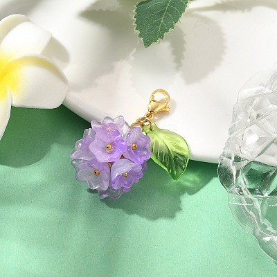 Flower Glass Pendant Decoration HJEW-TA00286-04-1