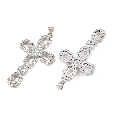 Brass Micro Pave Cubic Zirconia Pendants CU-CBADC6C-13P-02-1