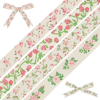 4Bags 4 Colors Printed Artificial Silk Ribbons OCOR-MA0001-82A-1