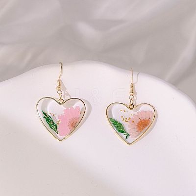 Heart Alloy Resin Dangle Earrings FS-WG72C44-01-1
