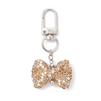 Bowknot Polymer Clay Rhinestone Pendants Decorations HJEW-JM04197-01-1