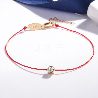 Brass with Cubic Zirconia Flat Round Beaded Bracelet FIND-PW0024-13C-1