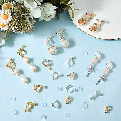 Brass Clip-on Earring Converters Findings KK-BBC0021-52-1