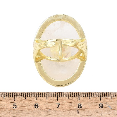 Natural Quartz Crystal & Flower Amazonite Oval Cuff Rings G-P599-01G-01-1