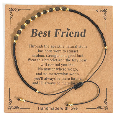 Elegant Natural Gemstone & Glass Seed Round Beads Braided Beaded Bracelets for Women HW1161-7-1