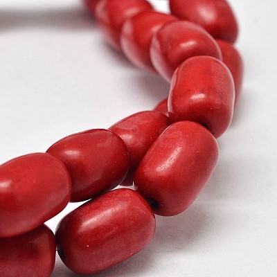 Dyed Barrel Synthetic Turquoise Beads Strands G-M142-06-1