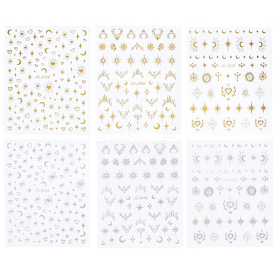 12Pcs 6 Styles Nail Art Stickers Decals FIND-SP0004-60-1