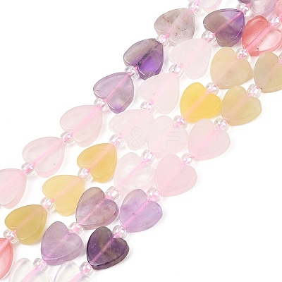 Natural Topaz Jade & Amethyst & Rose Quartz & Red Aventurine Beads Strands G-F811-A04-02-1