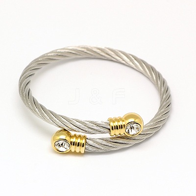 Trendy Women's 304 Stainless Steel Torque Bangles BJEW-N225-90G-1