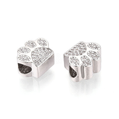 Brass Micro Pave Cubic Zirconia European Beads ZIRC-T002-101-1