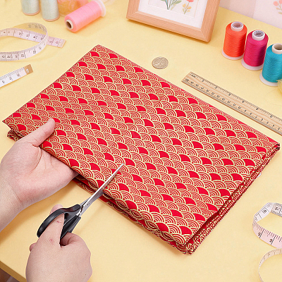 Fish Scales Pattern Japanese-style Cotton Fabric DIY-WH0579-98B-1