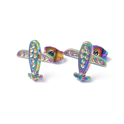 Ion Plating(IP) 304 Stainless Steel Plane Stud Earring Findings EJEW-I285-14MC-1