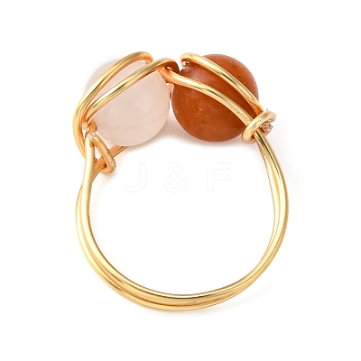 5Pcs 5 Style Natural Mixed Gemstone Round Finger Rings Set RJEW-JR00590-01-1